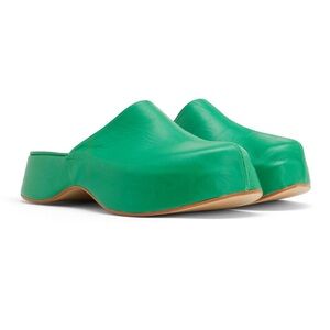 Vibrant Green Leather Clogs